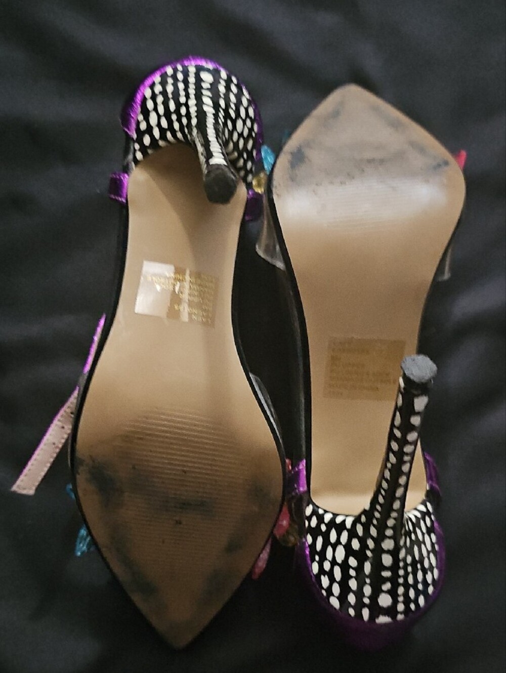 Betsey Johnson Metallic Purple Floral Crystal Stiletto Heels - Picture 2 of 2